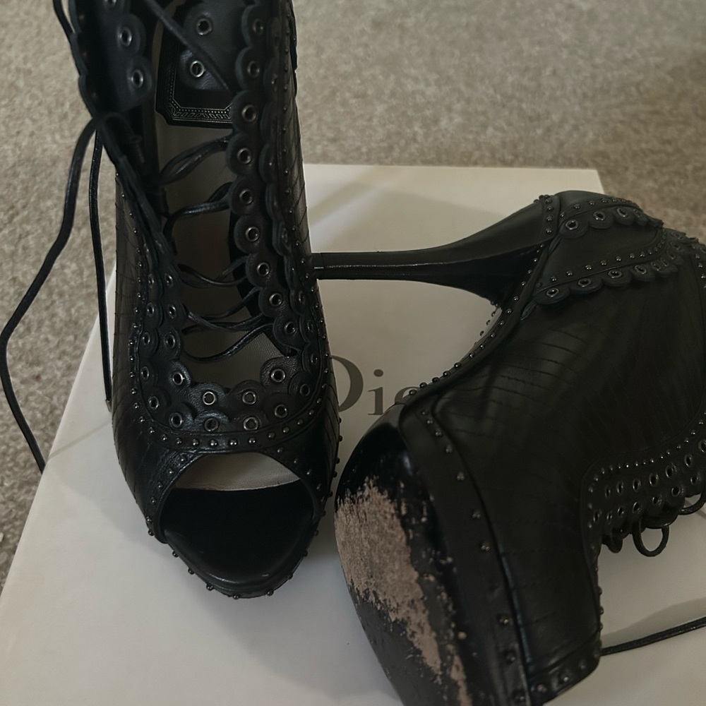 Dior Black Studded Heeled Boots - Picture 11 of 11